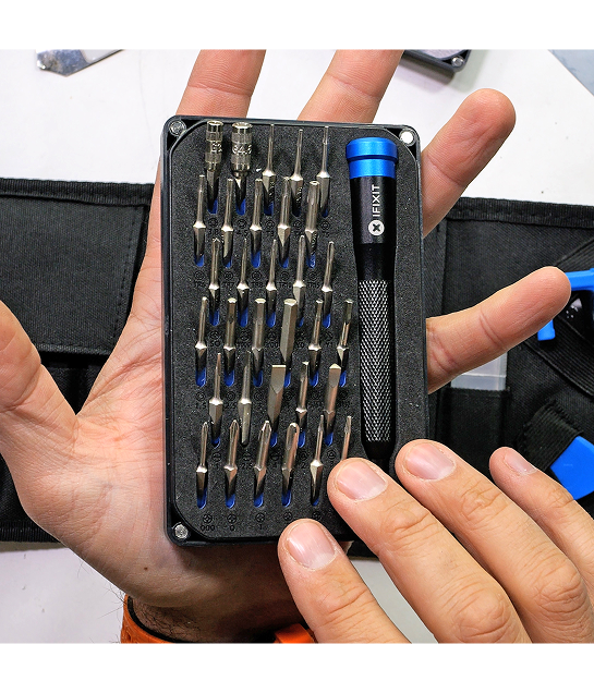 Close-up view of the JerryRig Toolkit's exclusive bit set