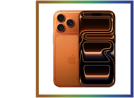 Orange iPhone shown from front and back on a white background.