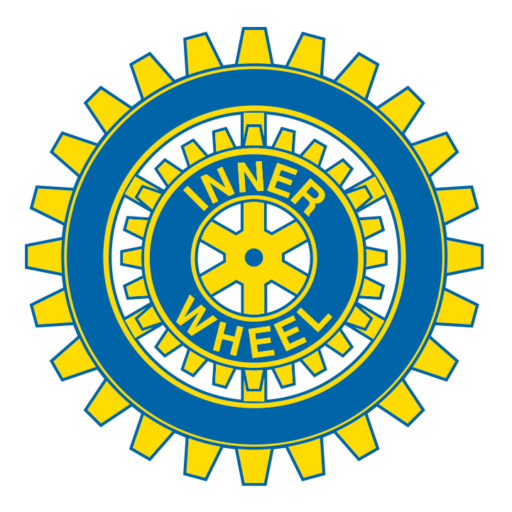 Malvern Inner Wheel logo featuring blue and yellow interlocking wheel designs with the words “Inner Wheel” in the centre.
