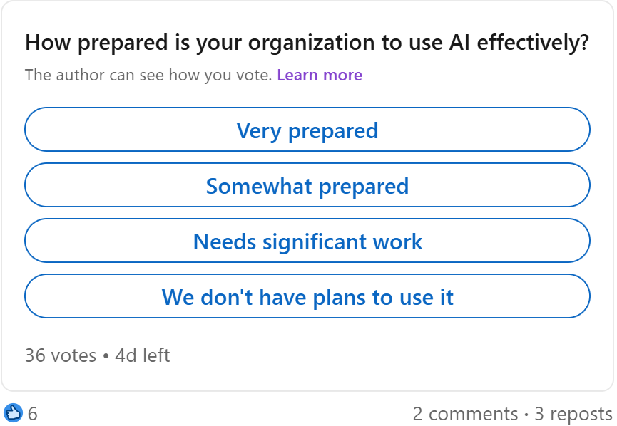 Poll: How prepared is your organization to use AI effectively?