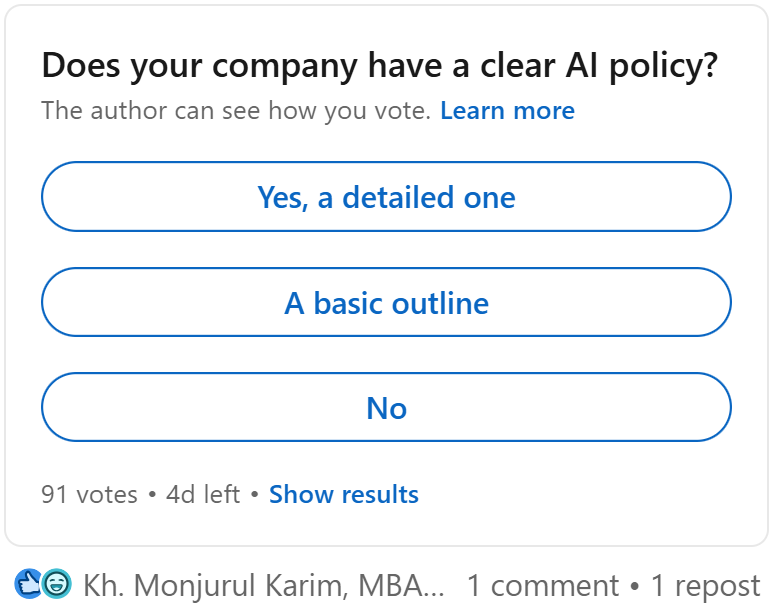 Poll: Does your company have a clear AI policy?