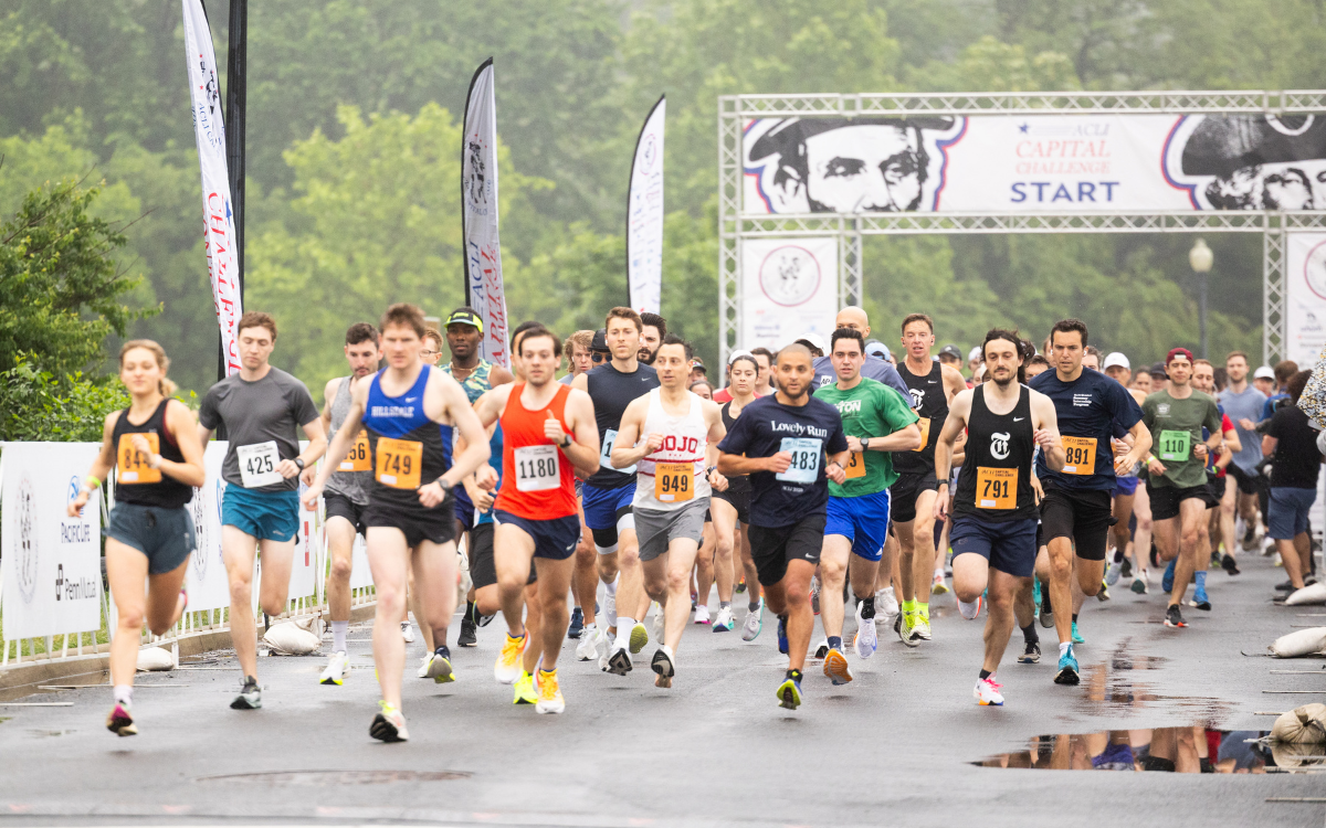 A picture of runners at the starting line of the race