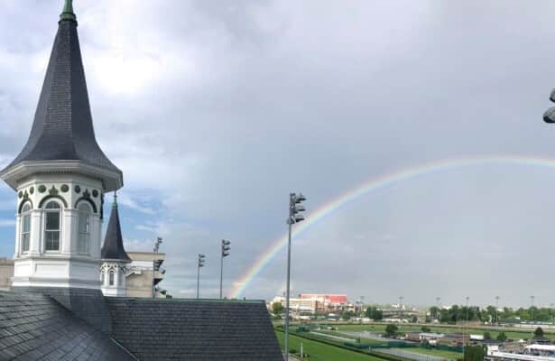 A rainbow over the twin spires
