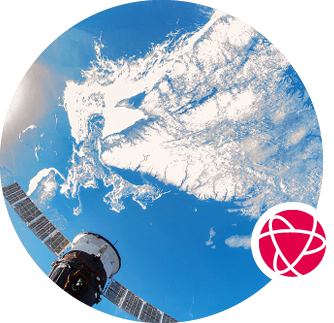 A view of Earth and a satelite from space.
