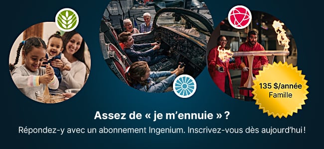 Plusieurs photos de familles profitant des trois musées Ingenium. 