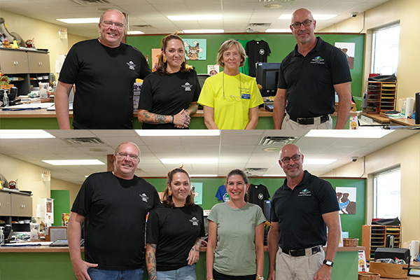 Two photos of Volunteer and Foster of the month