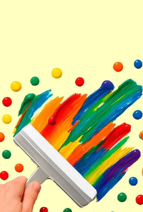 Squeegee over paint blobs