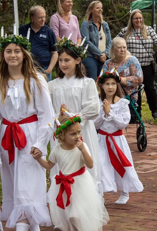 children dressed in traditional Swedish apparel