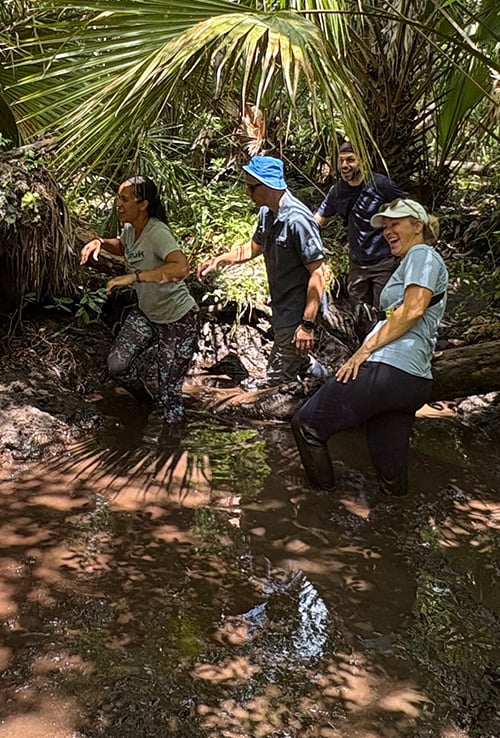 people participating in swamp walk