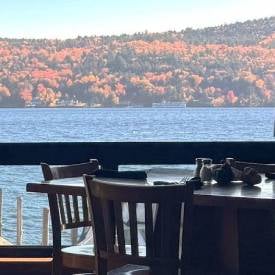 fall foliage view from restaurant window