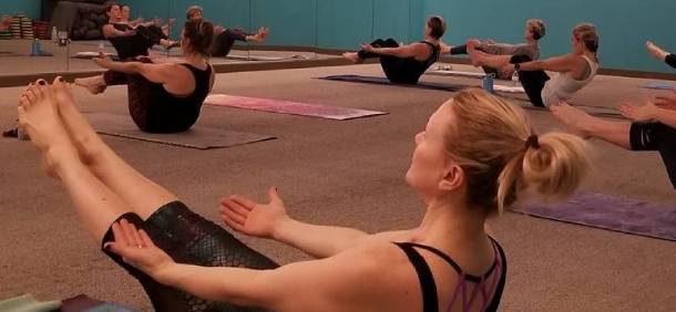 people doing hot yoga