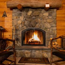 fire in fireplace