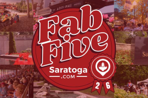 red Saratoga.com Fab Five graphic for 2026 red Saratoga.com Fab Five graphic for 2026