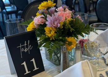 table setting with flowers