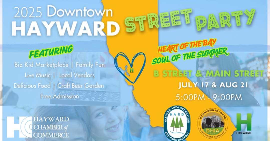 Blue flyer announcing Downtown Hayward Street Party Blue flyer announcing Downtown Hayward Street Party