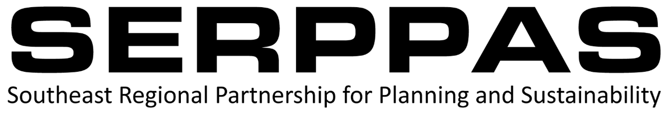 The SERPPAS logo, featuring the acronym "SERPPAS" in large, bold black capital letters. Below the acronym, the full name "Southeast Regional Partnership for Planning and Sustainability" is written in a smaller black font.