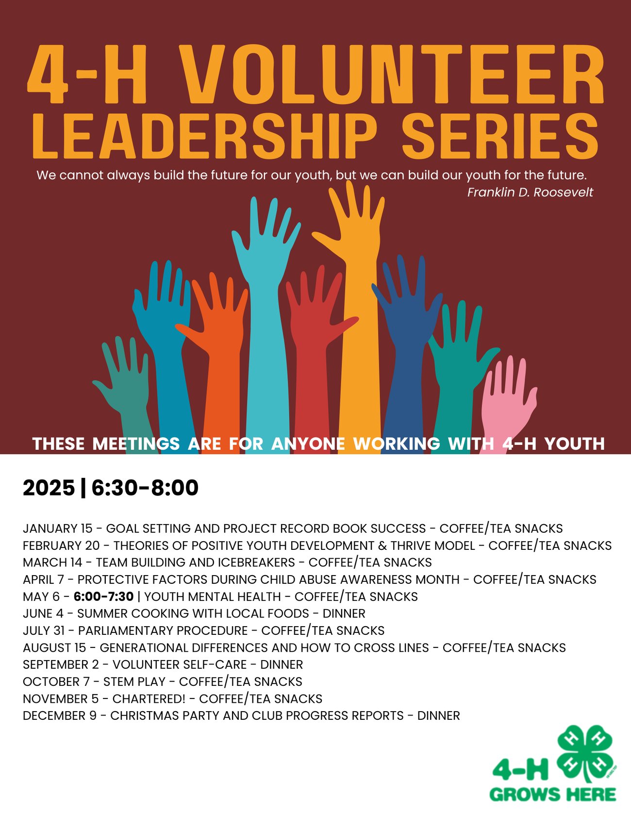 Image of 4-H volunteer leadership series flyer