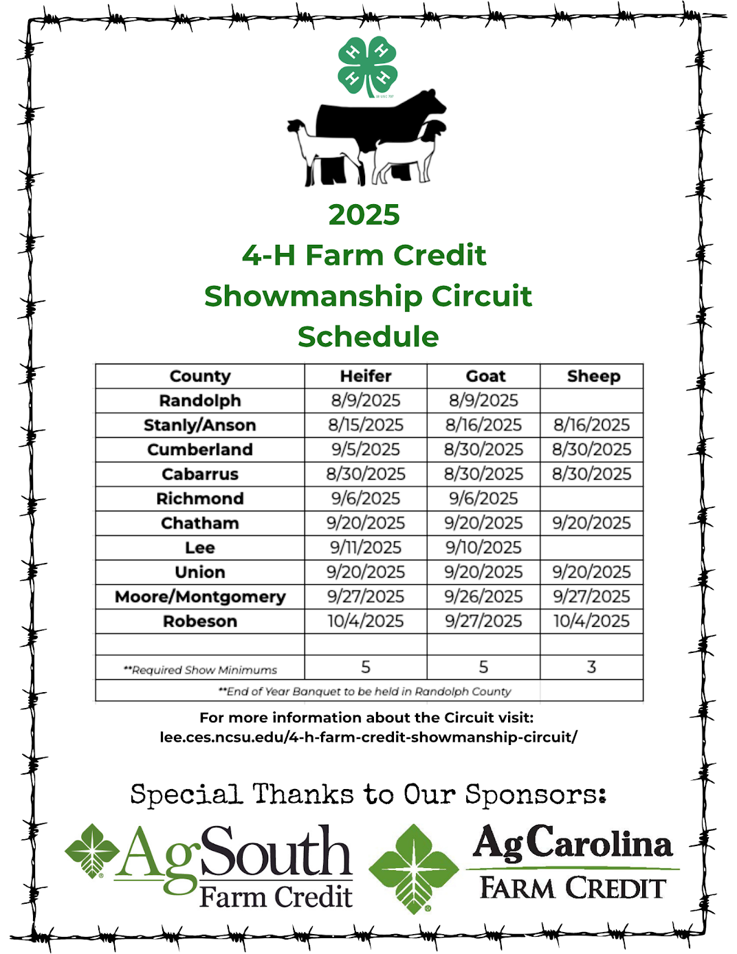 Image of 4-H Farm Credit Showmanship Circuit Schedule