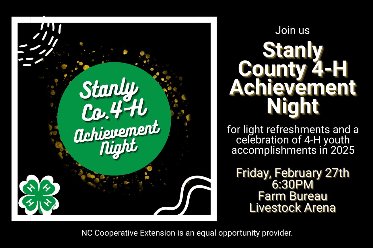 4-H Achievement night announcement.