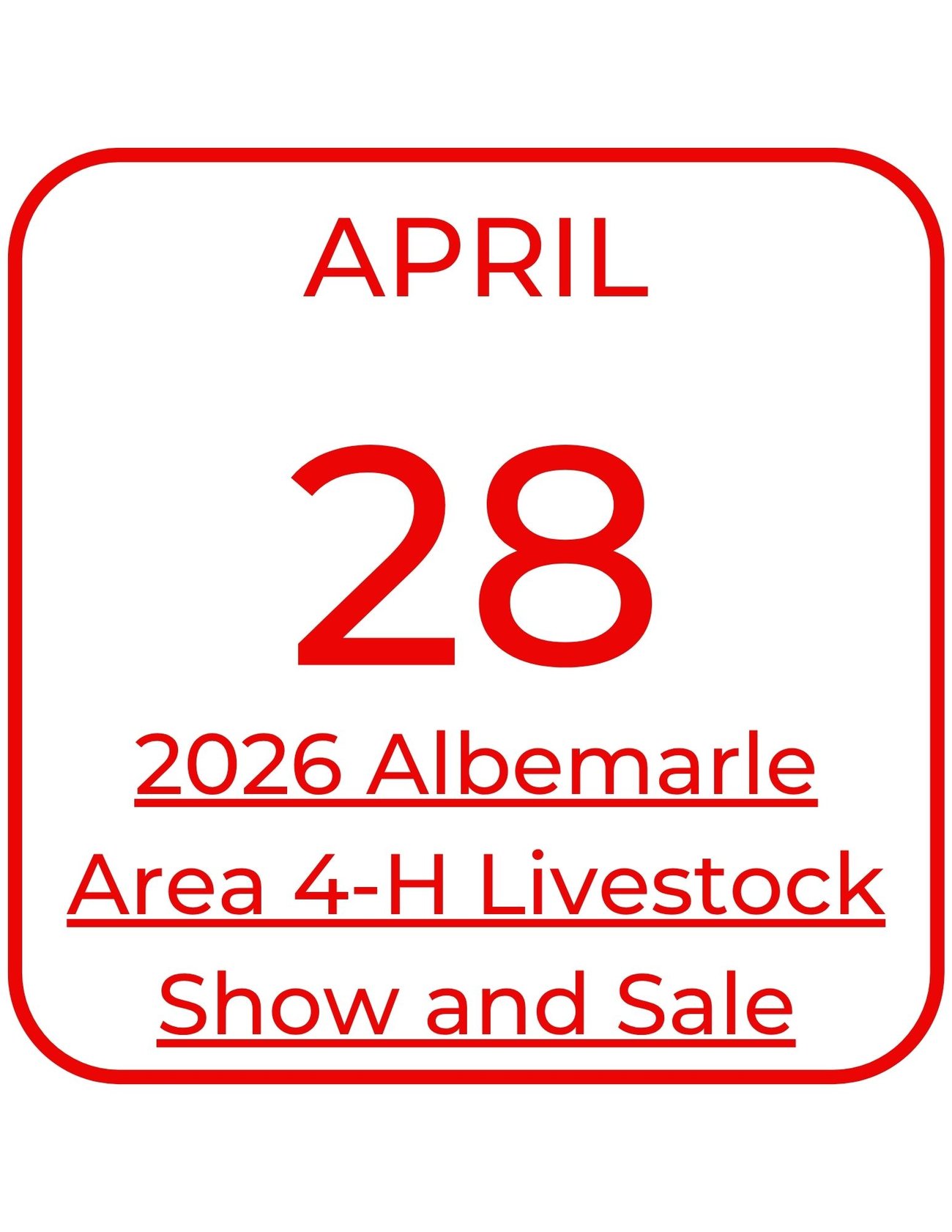 April 28 2026 Albemarle Area 4-H Livestock Show and Sale