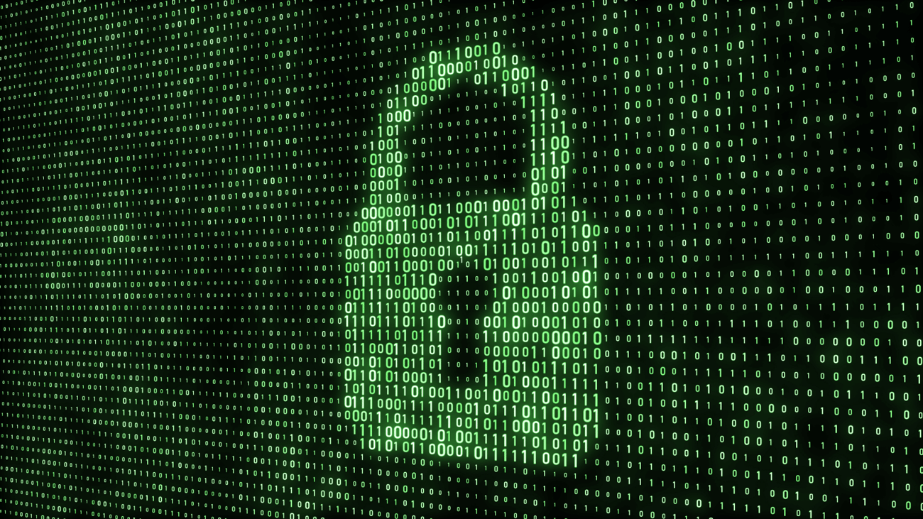 Header image of green binary code making up a lock
