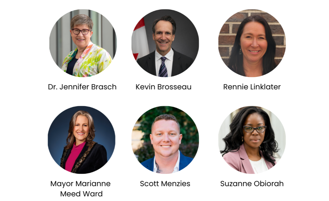 Images of Dr. Jennifer Brasch, Kevin Brosseau, Rennie Linklater, Marianne Meed Ward, Scott Menzies, Suzanne Obiorah