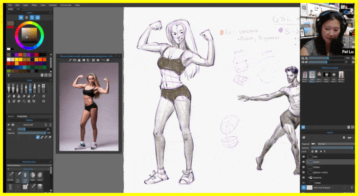 Class project examples: Semi-realistic portrait, character duo, fish tank perspective Class project examples: Semi-realistic portrait, character duo, fish tank perspective