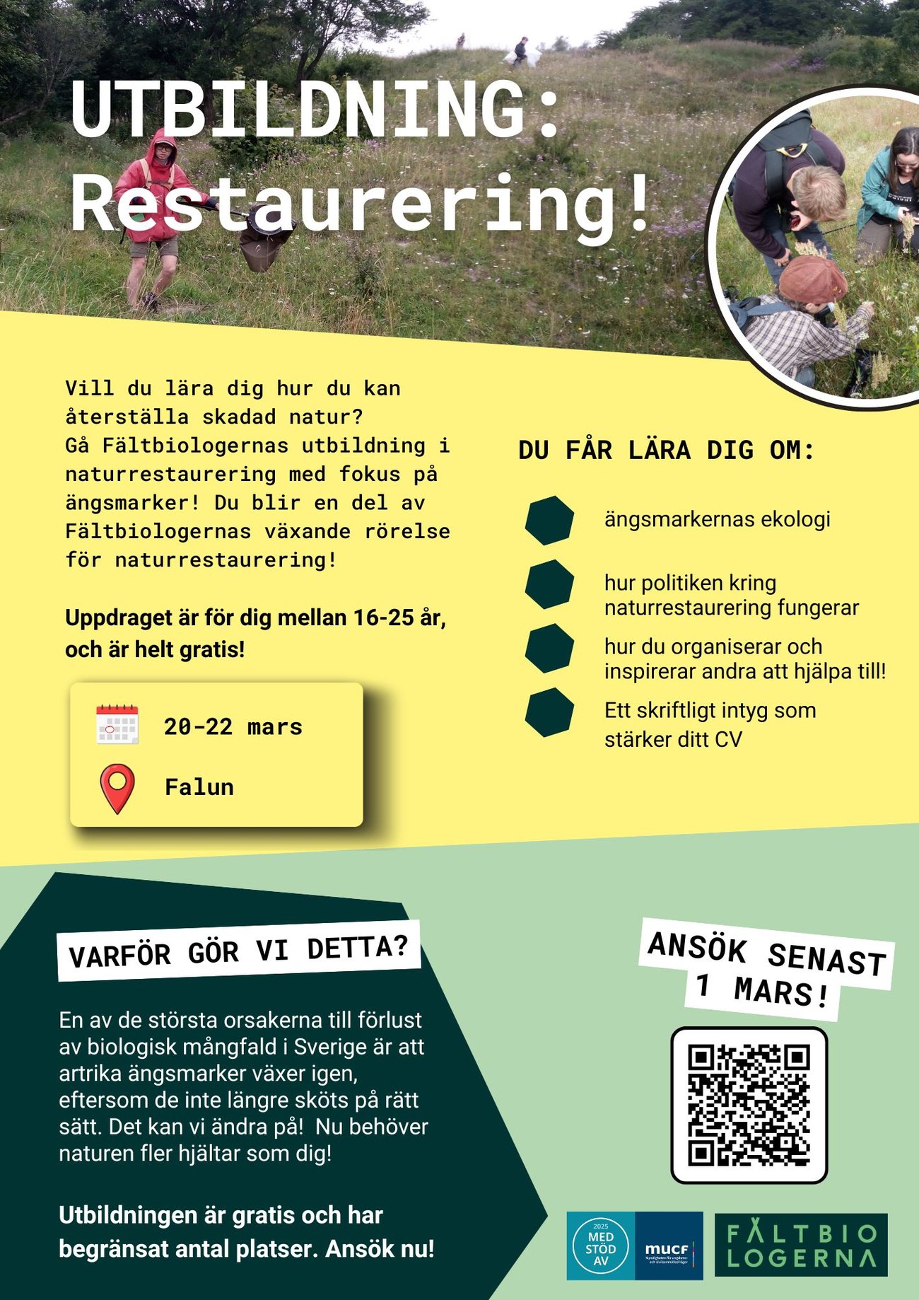 Fältbiologernas affisch om restaureringsutbildningen