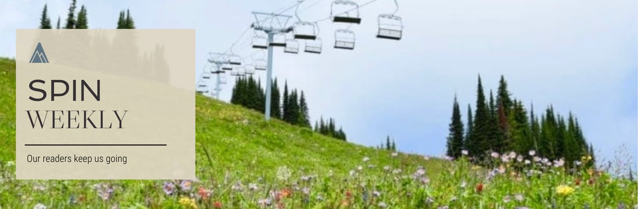SPIN Weekly banner with nadir photo of the Sun Peaks village.