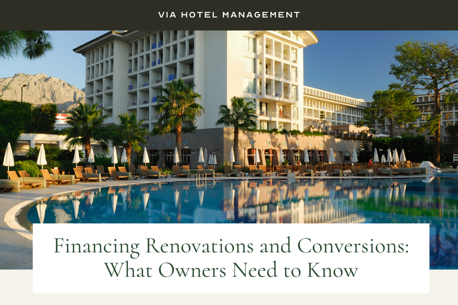 Via Hotel Management image: Pool outside of Hotel building