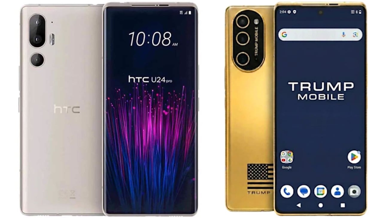 Side-by-side images of the HTC U24 Pro vs. the Trump Phone