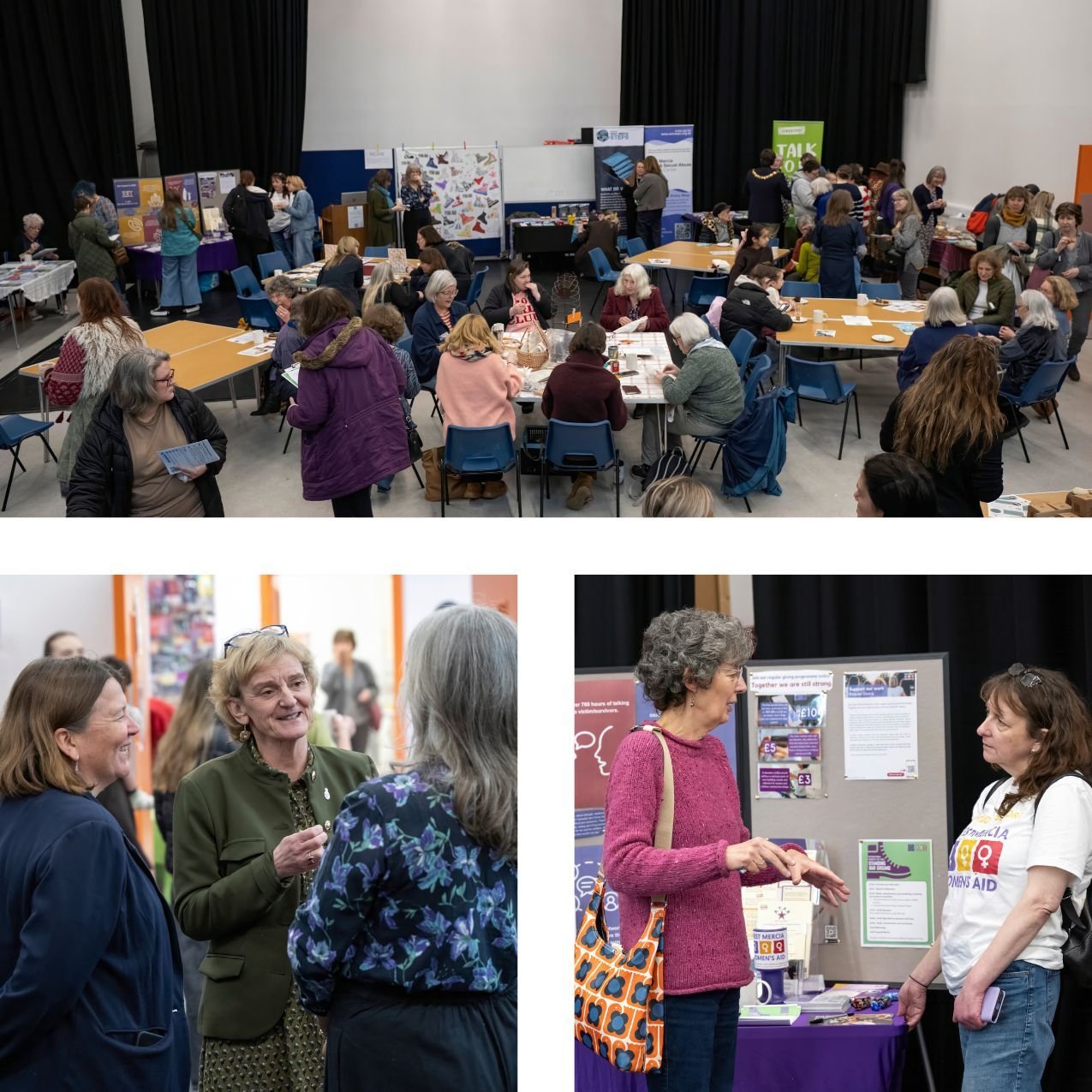 A collage of pictures from our International Women's Day event. People networking and in conversation. 