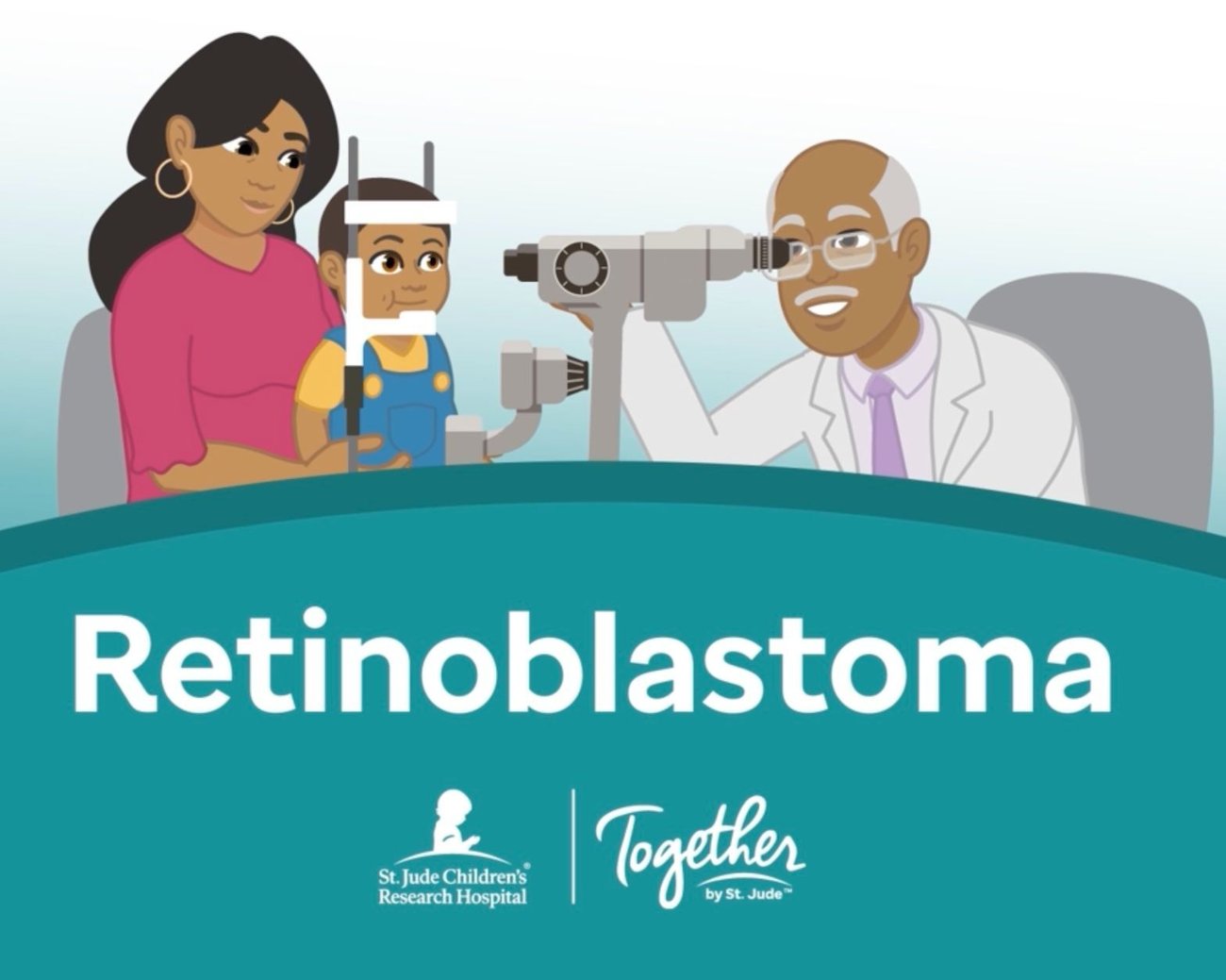 Mom, child, and eye doctor