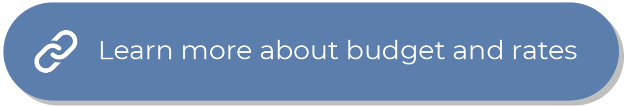Dusty blue button that reads “Learn more about budget and rates.”