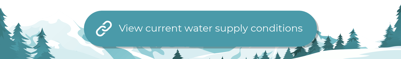 A blue button that reads “View current water supply conditions” on top of an illustrated banner of a snowy mountain landscape.