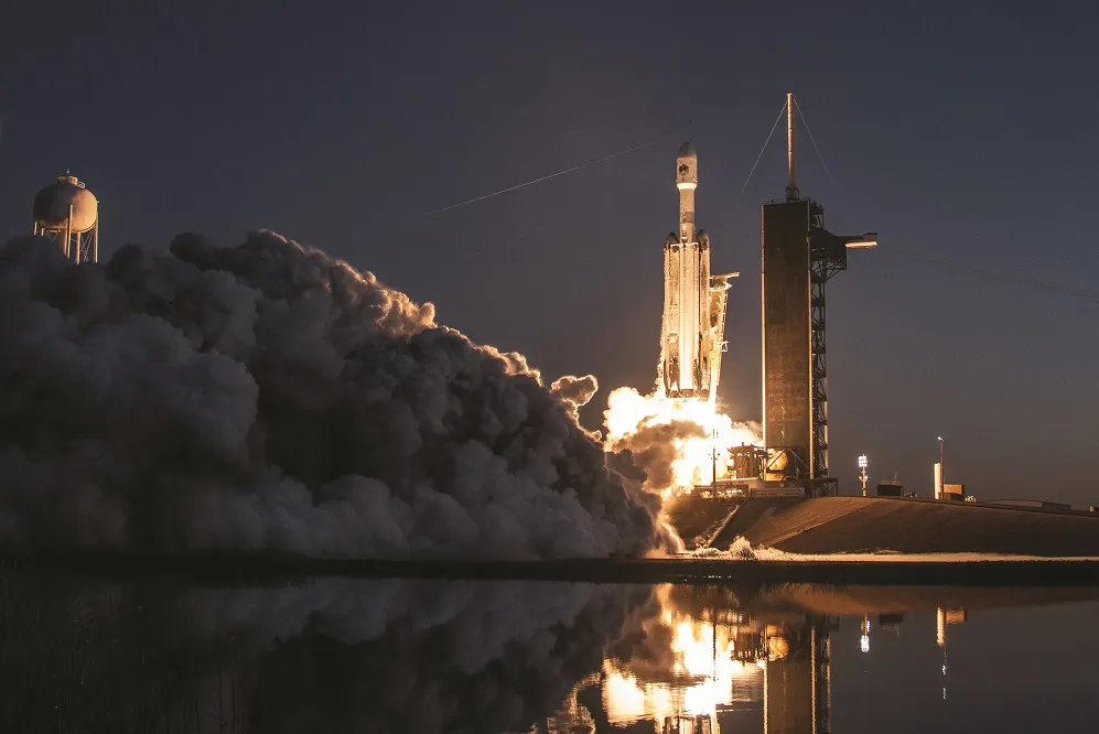 A SpaceX Falcon Heavy on Jan. 15, 2023, launched USSF-67, a national security mission carrying multiple payloads, including three developed by the Space Rapid Capabilities Office. Credit: SpaceX