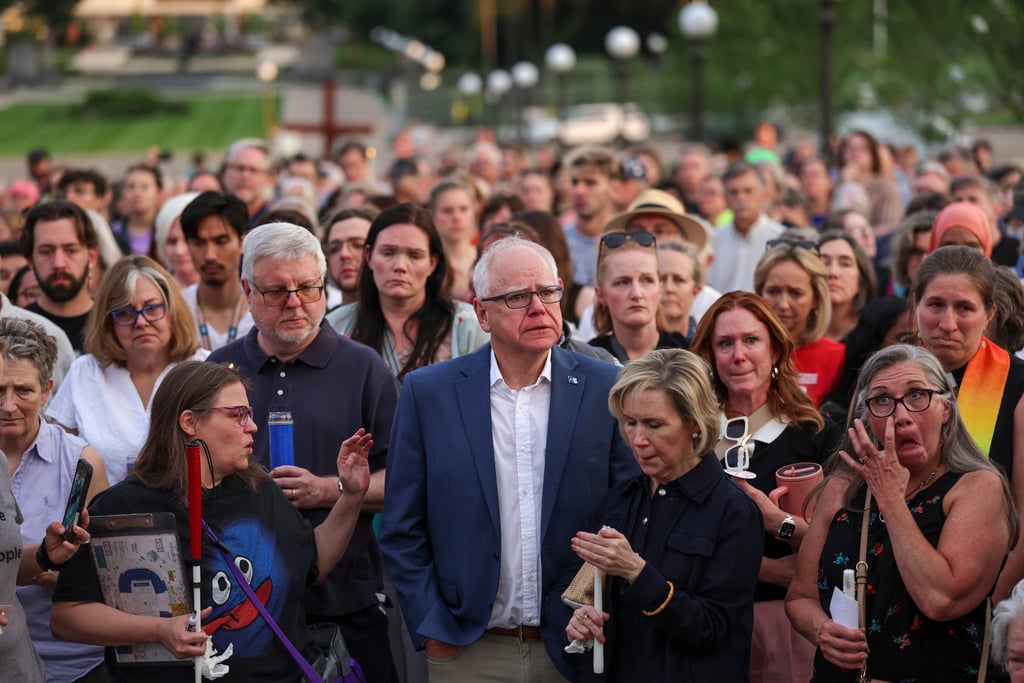 Tim Walz at Melissa Hortman funeral