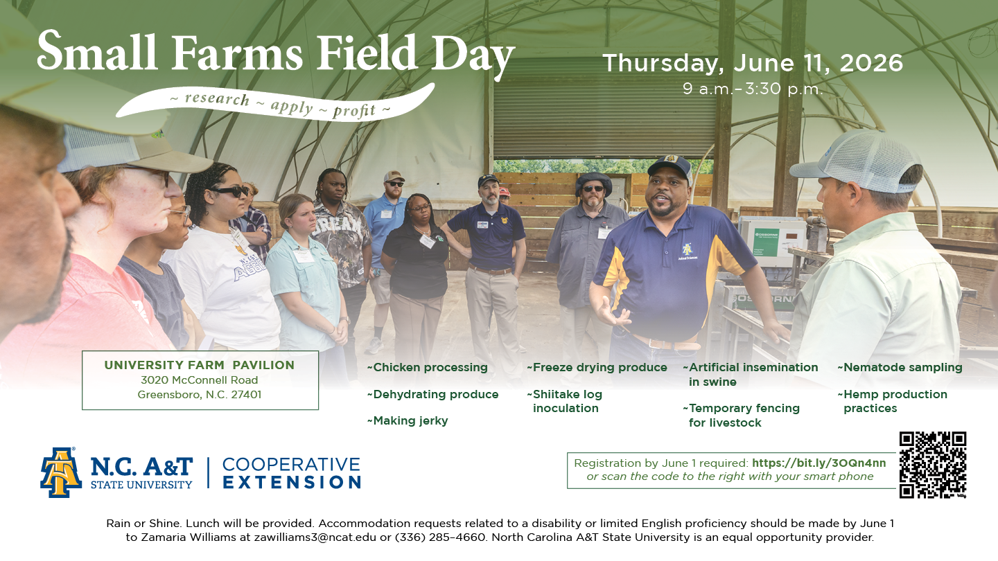 NCA and T University invitation showing a group of people standing around listening to a speaker on a farm tour.