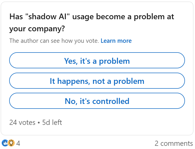 Poll: Has "shadow AI" usage become a problem at your company? 