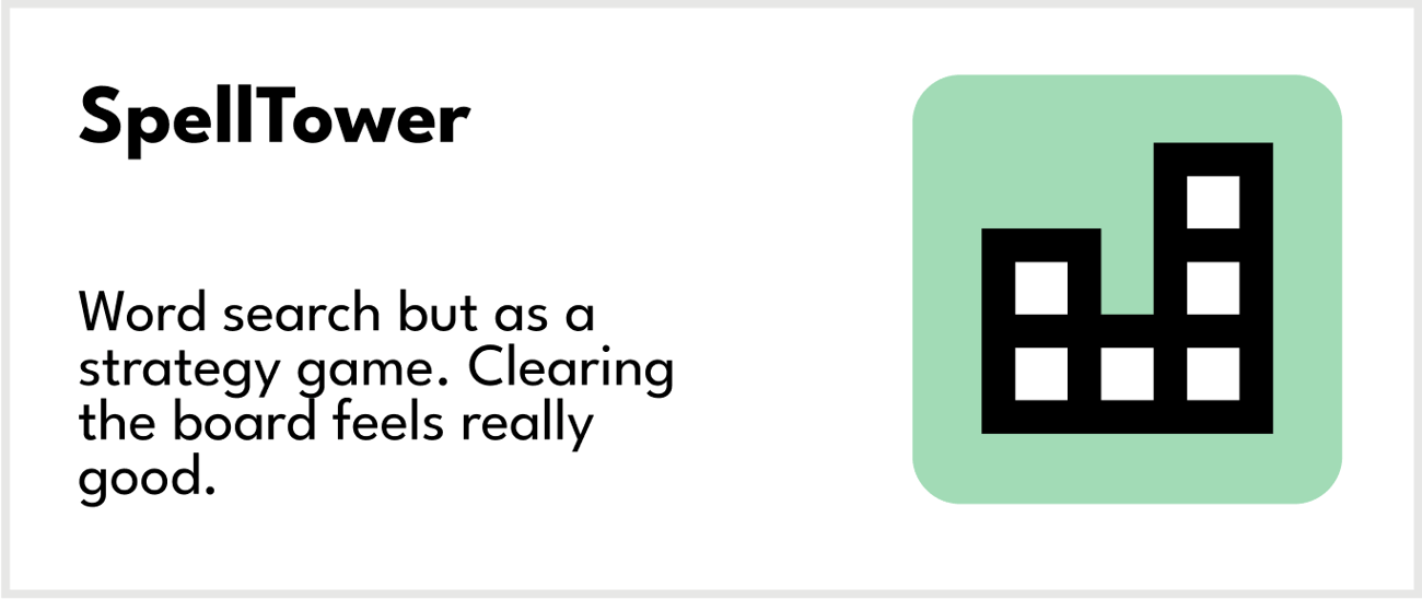 Play SpellTower, our word search game