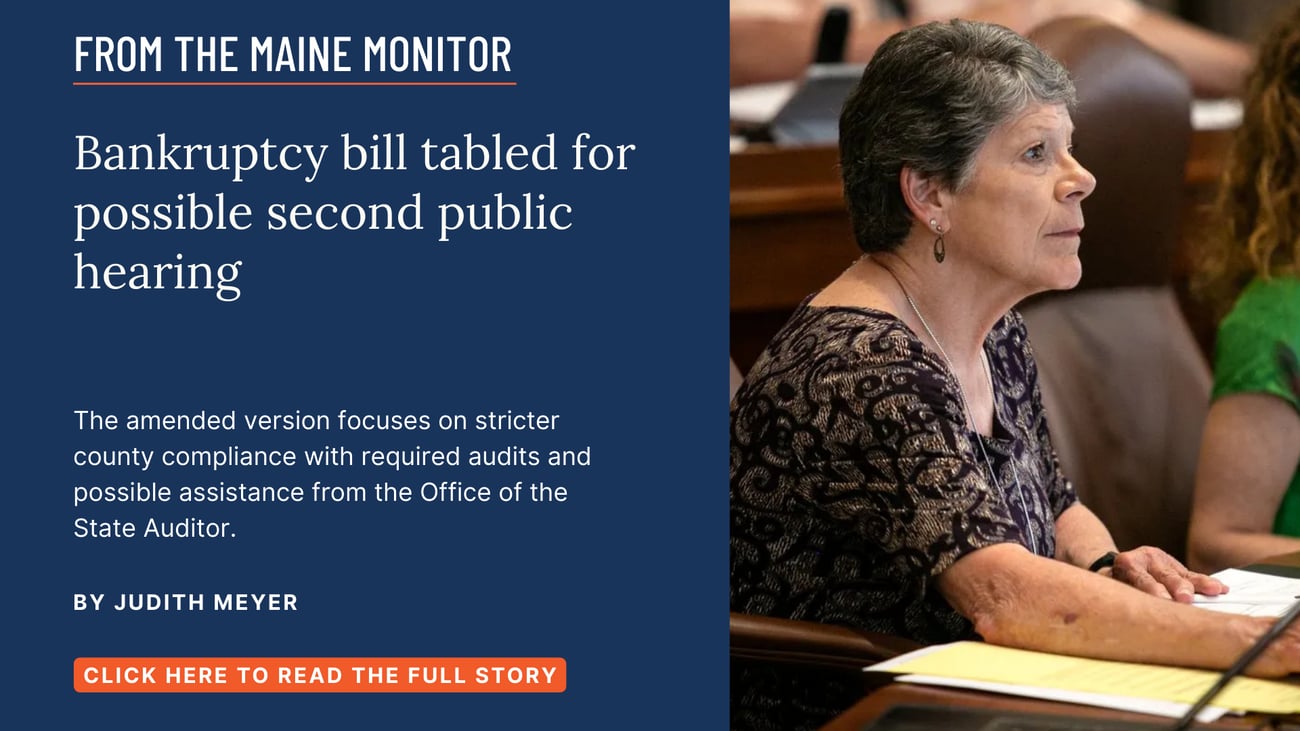 Bankruptcy bill tabled for possible second public hearing. The amended version focuses on stricter county compliance with required audits and possible assistance from the Office of the State Auditor. Read this story by Judith Meyer.