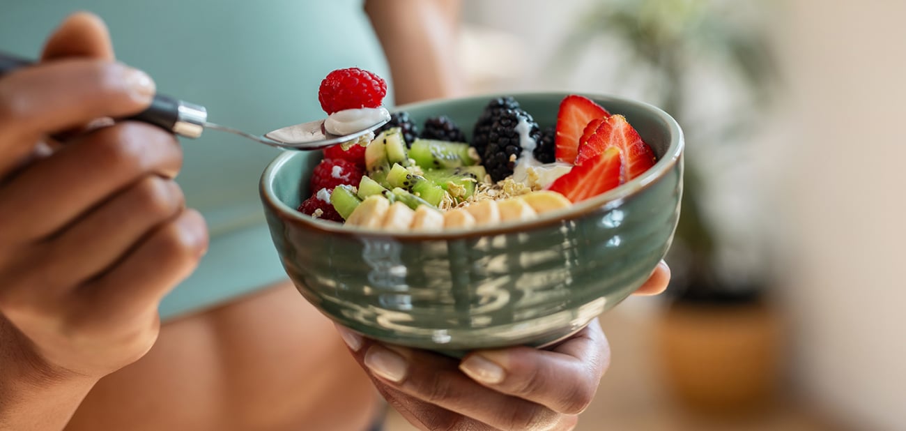 Yogurt bowl with different fruits