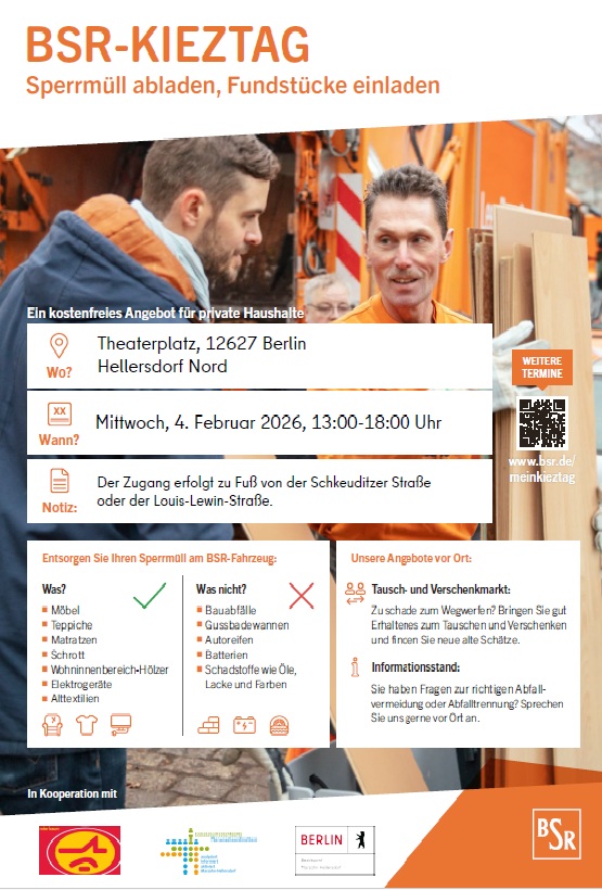 Werbeplakat für den BSR-Kieztag in Hellersdorf.
