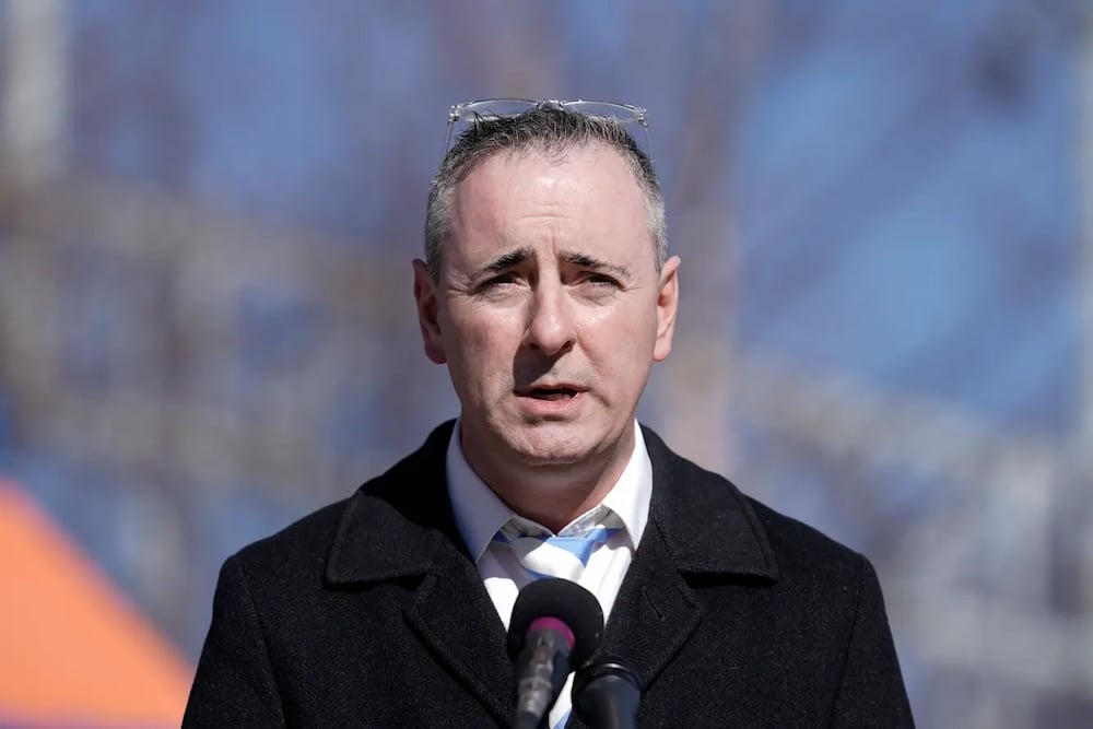 Rep. Brian Fitzpatrick during a news conference in Philadelphia, Wednesday, Jan. 26, 2022.