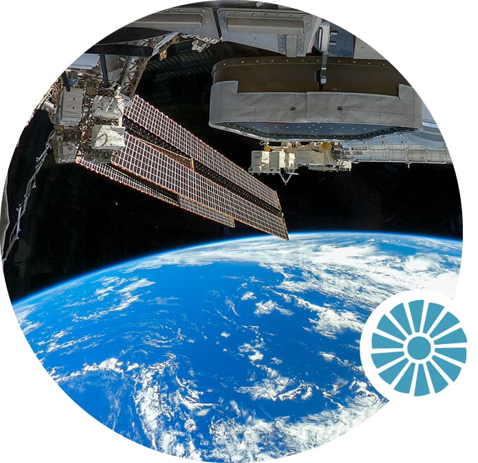 A view from the International Space Station to the Earth below.