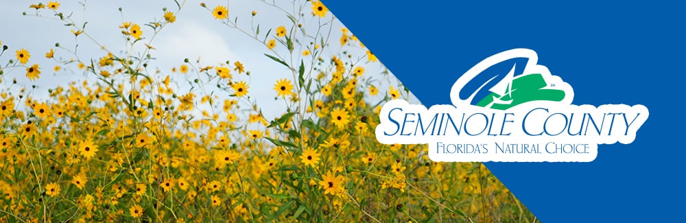 Seminole County Logo with a photo of Lake Jesup Sunflowers