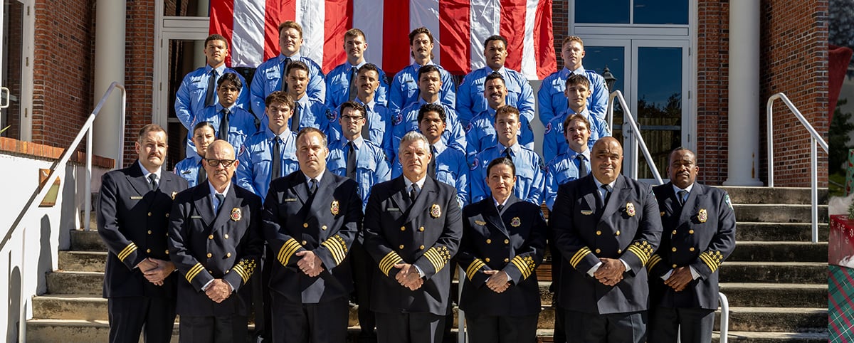 Fire Department graduating class with Fire Staff Fire Department graduating class with Fire Staff