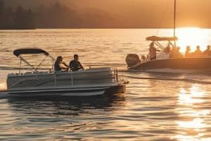 boat sin ater at sunset