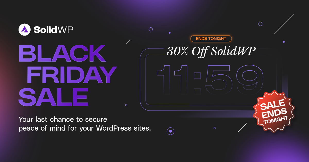 SolidWP BFCM Sale Image showing 30% off