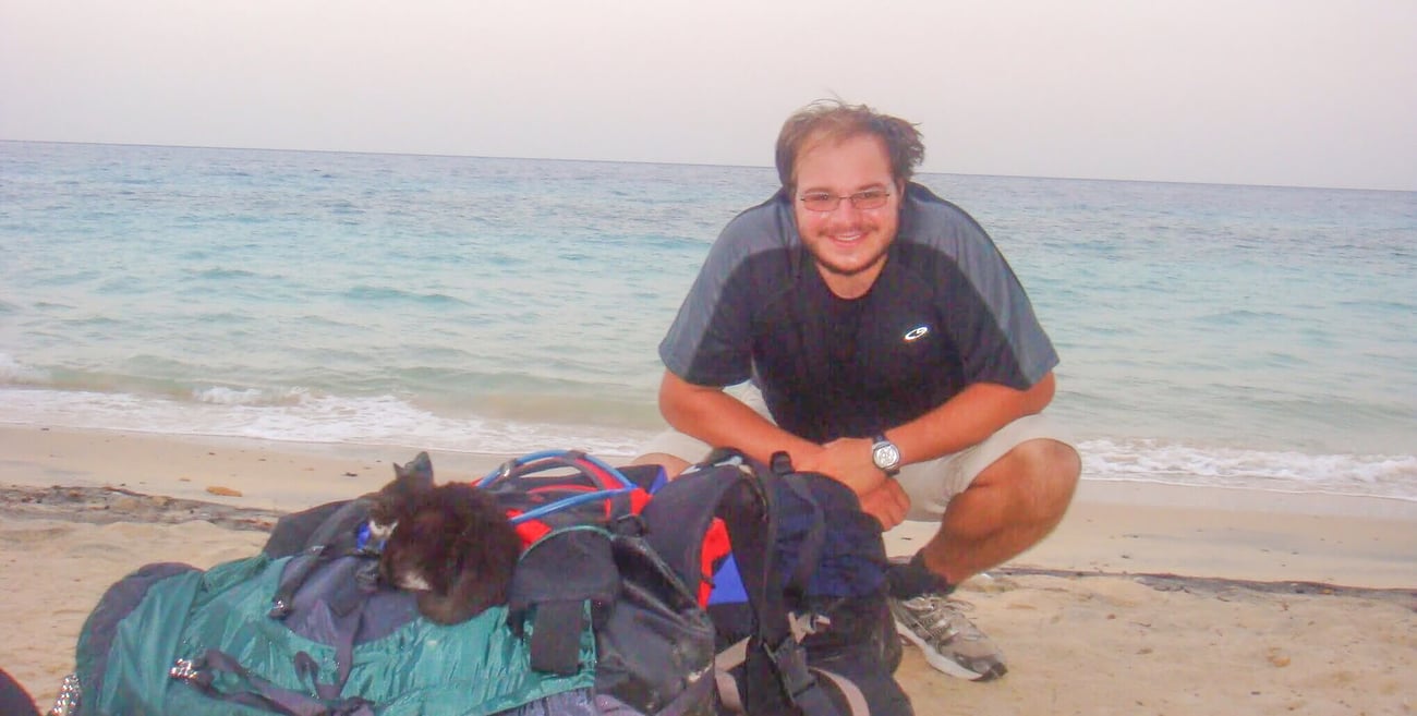 Elizabeth's Husband Bernard on a beach in Malaysia Elizabeth's Husband Bernard on a beach in Malaysia